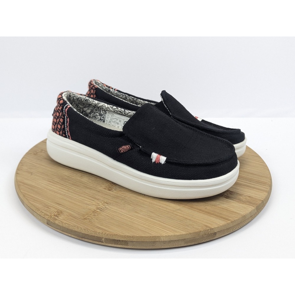 Hey Dude Loafers Black Womans 7 Slip On Misty Rose Palm Shoes Sneakers Casual